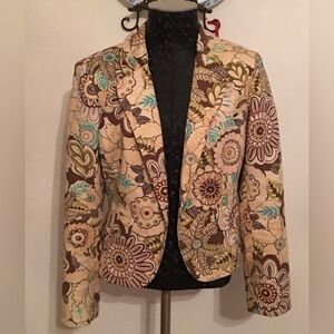 Work to Weekend NWOT Teal Pink Browns Floral Blazer Jacket Coat size 8